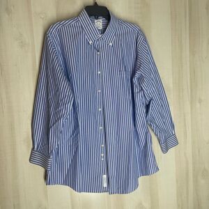 Brooks Brothers slim fit‎ long sleeve button down blue white shirt 16 1/2 32